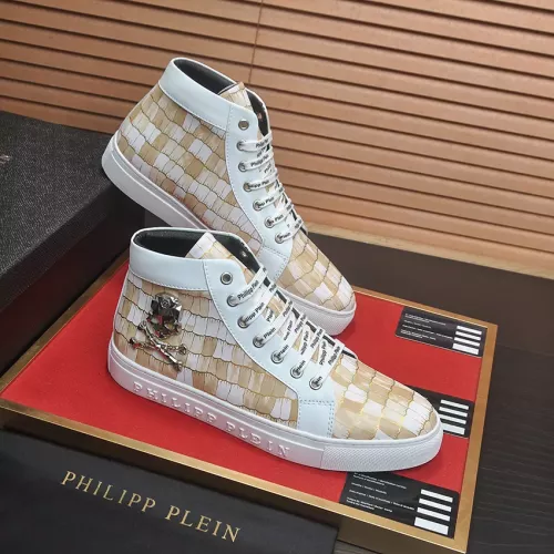 Cheap Philipp Plein PP High Tops Shoes For Men #1387907 Replica Wholesale [$92.00 USD] [ITEM#1387907] on Replica Philipp Plein PP High Tops Shoes