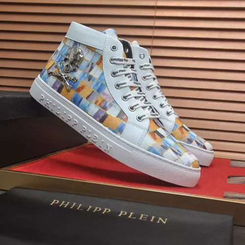 Cheap Philipp Plein PP High Tops Shoes For Men #1387909 Replica Wholesale [$92.00 USD] [ITEM#1387909] on Replica Philipp Plein PP High Tops Shoes