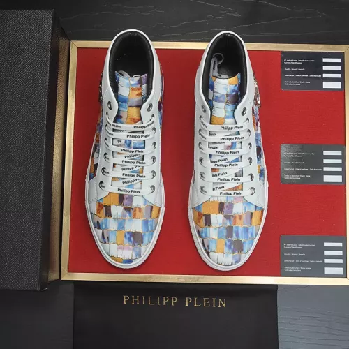 Cheap Philipp Plein PP High Tops Shoes For Men #1387909 Replica Wholesale [$92.00 USD] [ITEM#1387909] on Replica Philipp Plein PP High Tops Shoes