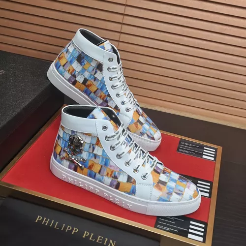 Cheap Philipp Plein PP High Tops Shoes For Men #1387909 Replica Wholesale [$92.00 USD] [ITEM#1387909] on Replica Philipp Plein PP High Tops Shoes