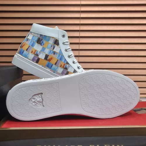 Cheap Philipp Plein PP High Tops Shoes For Men #1387909 Replica Wholesale [$92.00 USD] [ITEM#1387909] on Replica Philipp Plein PP High Tops Shoes