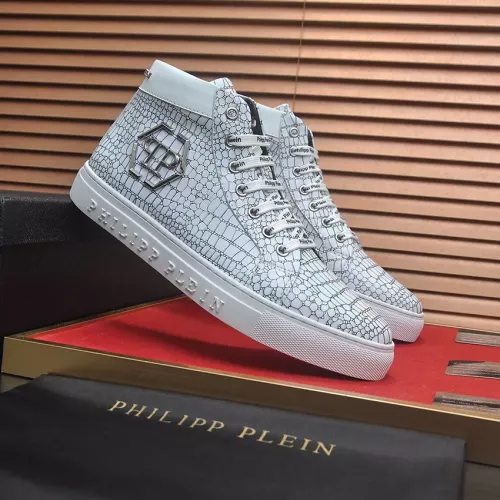Cheap Philipp Plein PP High Tops Shoes For Men #1387910 Replica Wholesale [$92.00 USD] [ITEM#1387910] on Replica Philipp Plein PP High Tops Shoes