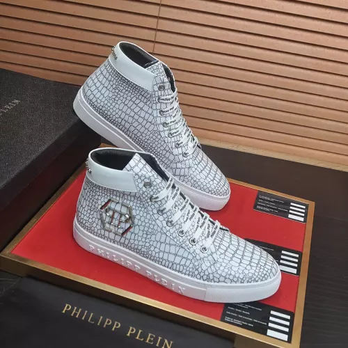 Cheap Philipp Plein PP High Tops Shoes For Men #1387910 Replica Wholesale [$92.00 USD] [ITEM#1387910] on Replica Philipp Plein PP High Tops Shoes
