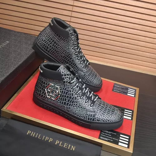 Cheap Philipp Plein PP High Tops Shoes For Men #1387911 Replica Wholesale [$92.00 USD] [ITEM#1387911] on Replica Philipp Plein PP High Tops Shoes
