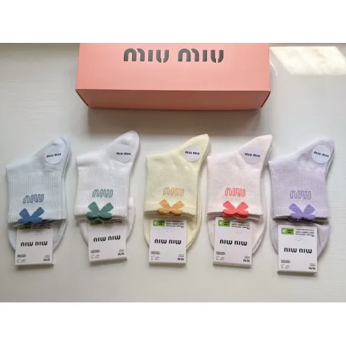 Cheap MIU MIU Socks For Women #1391169 Replica Wholesale [$25.00 USD] [ITEM#1391169] on Replica MIU MIU Socks