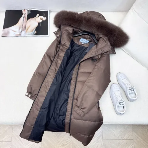 Cheap Prada Down Feather Coat Long Sleeved For Women #1398839 Replica Wholesale [$247.93 USD] [ITEM#1398839] on Replica Prada Down Feather Coat