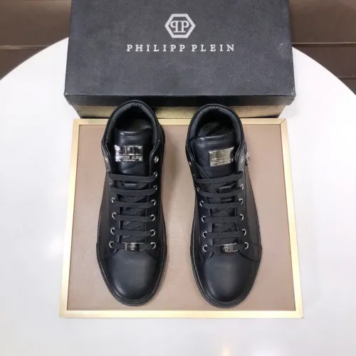 Cheap Philipp Plein PP High Tops Shoes For Men #1400013 Replica Wholesale [$88.00 USD] [ITEM#1400013] on Replica Philipp Plein PP High Tops Shoes