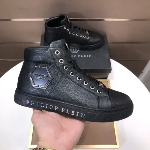 Cheap Philipp Plein PP High Tops Shoes For Men #1400014 Replica Wholesale [$88.00 USD] [ITEM#1400014] on Replica Philipp Plein PP High Tops Shoes