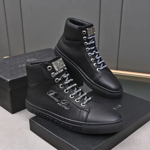 Cheap Philipp Plein PP High Tops Shoes For Men #1400015 Replica Wholesale [$88.00 USD] [ITEM#1400015] on Replica Philipp Plein PP High Tops Shoes