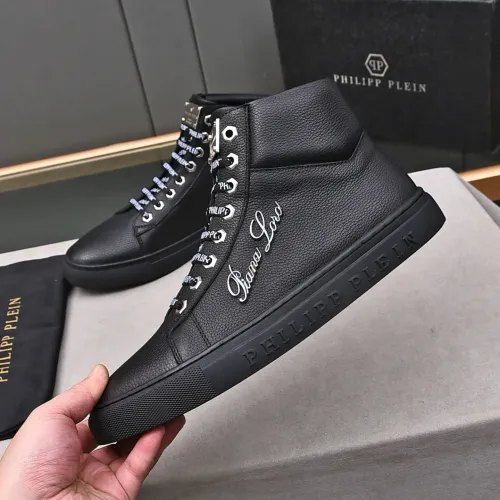 Cheap Philipp Plein PP High Tops Shoes For Men #1400015 Replica Wholesale [$88.00 USD] [ITEM#1400015] on Replica Philipp Plein PP High Tops Shoes