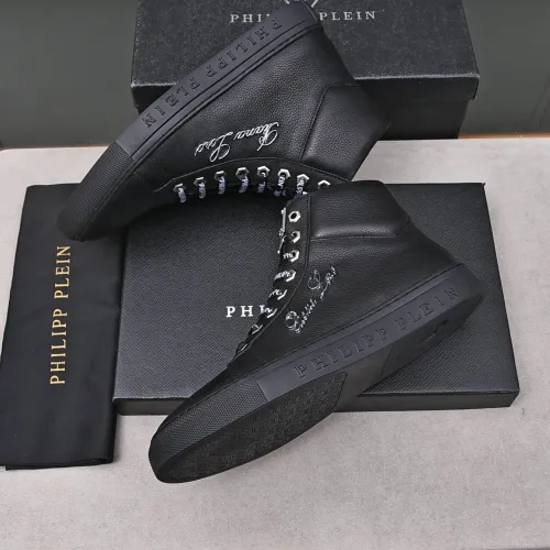 Cheap Philipp Plein PP High Tops Shoes For Men #1400015 Replica Wholesale [$88.00 USD] [ITEM#1400015] on Replica Philipp Plein PP High Tops Shoes