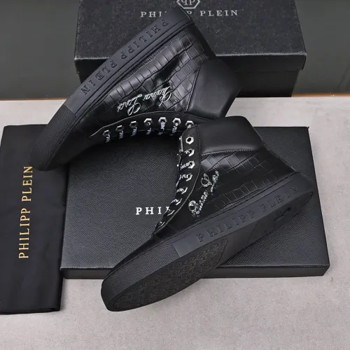 Cheap Philipp Plein PP High Tops Shoes For Men #1400017 Replica Wholesale [$88.00 USD] [ITEM#1400017] on Replica Philipp Plein PP High Tops Shoes