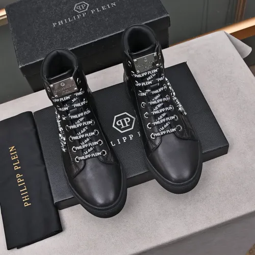Cheap Philipp Plein PP High Tops Shoes For Men #1400017 Replica Wholesale [$88.00 USD] [ITEM#1400017] on Replica Philipp Plein PP High Tops Shoes
