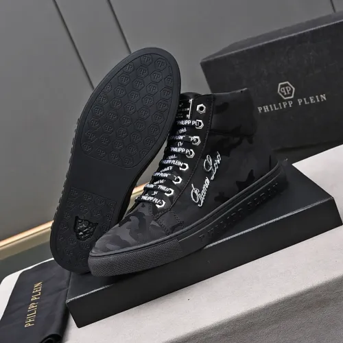 Cheap Philipp Plein PP High Tops Shoes For Men #1400018 Replica Wholesale [$88.00 USD] [ITEM#1400018] on Replica Philipp Plein PP High Tops Shoes
