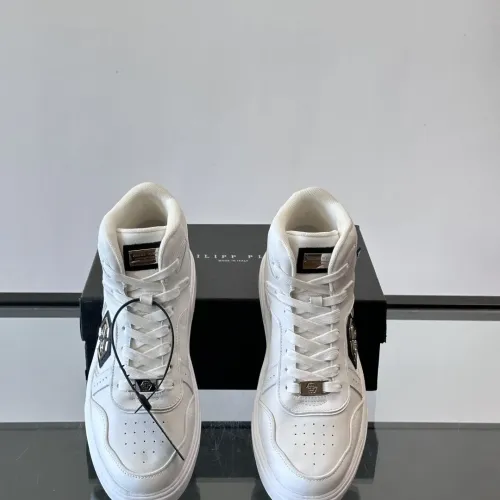 Cheap Philipp Plein PP High Tops Shoes For Men #1400020 Replica Wholesale [$150.00 USD] [ITEM#1400020] on Replica Philipp Plein PP High Tops Shoes