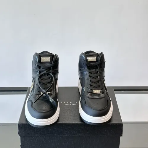 Cheap Philipp Plein PP High Tops Shoes For Men #1400021 Replica Wholesale [$150.00 USD] [ITEM#1400021] on Replica Philipp Plein PP High Tops Shoes