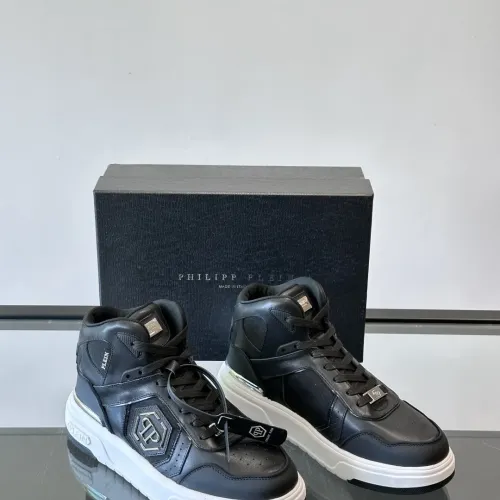 Cheap Philipp Plein PP High Tops Shoes For Men #1400021 Replica Wholesale [$150.00 USD] [ITEM#1400021] on Replica Philipp Plein PP High Tops Shoes