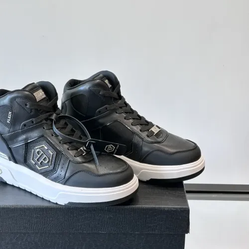 Cheap Philipp Plein PP High Tops Shoes For Men #1400021 Replica Wholesale [$150.00 USD] [ITEM#1400021] on Replica Philipp Plein PP High Tops Shoes