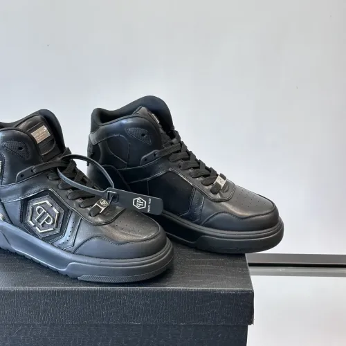 Cheap Philipp Plein PP High Tops Shoes For Men #1400022 Replica Wholesale [$150.00 USD] [ITEM#1400022] on Replica Philipp Plein PP High Tops Shoes
