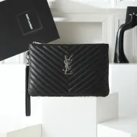 Cheap Yves Saint Laurent AAA Quality Pouches #1398533 Replica Wholesale [$68.00 USD] [ITEM#1398533] on Replica Yves Saint Laurent AAA Wallets