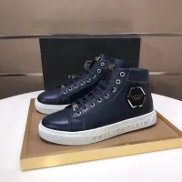 Cheap Philipp Plein PP High Tops Shoes For Men #1400012 Replica Wholesale [$88.00 USD] [ITEM#1400012] on Replica Philipp Plein PP High Tops Shoes