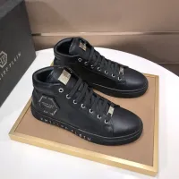 Cheap Philipp Plein PP High Tops Shoes For Men #1400013 Replica Wholesale [$88.00 USD] [ITEM#1400013] on Replica Philipp Plein PP High Tops Shoes