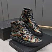 Cheap Philipp Plein PP High Tops Shoes For Men #1400019 Replica Wholesale [$88.00 USD] [ITEM#1400019] on Replica Philipp Plein PP High Tops Shoes