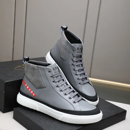 Cheap Prada High Top Shoes For Men #1408402 Replica Wholesale [$82.00 USD] [ITEM#1408402] on Replica Prada High Top Shoes