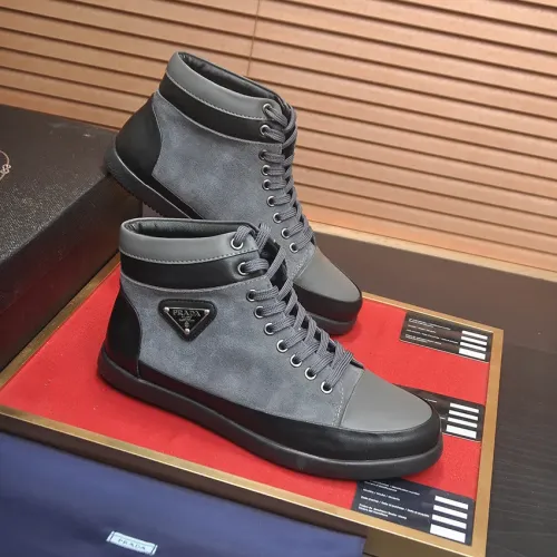 Cheap Prada High Top Shoes For Men #1408513 Replica Wholesale [$92.00 USD] [ITEM#1408513] on Replica Prada High Top Shoes