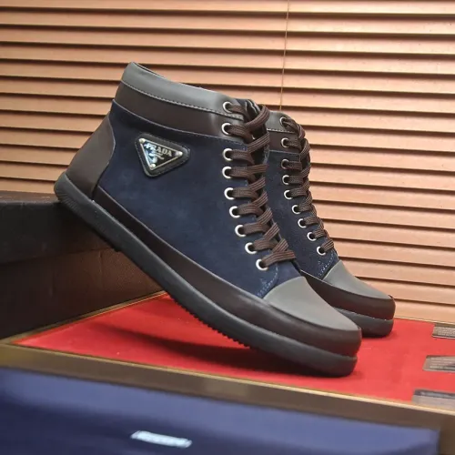 Cheap Prada High Top Shoes For Men #1408514 Replica Wholesale [$92.00 USD] [ITEM#1408514] on Replica Prada High Top Shoes