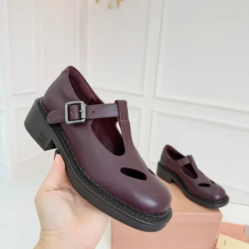 Cheap MIU MIU Leather Shoes For Women #1409418 Replica Wholesale [$102.00 USD] [ITEM#1409418] on Replica MIU MIU Leather Shoes