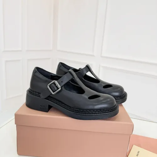 Cheap MIU MIU Leather Shoes For Women #1409419 Replica Wholesale [$102.00 USD] [ITEM#1409419] on Replica MIU MIU Leather Shoes