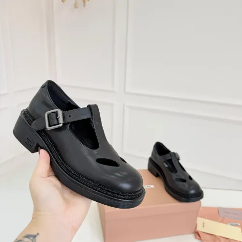 Cheap MIU MIU Leather Shoes For Women #1409419 Replica Wholesale [$102.00 USD] [ITEM#1409419] on Replica MIU MIU Leather Shoes