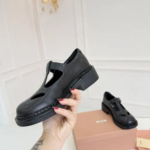 Cheap MIU MIU Leather Shoes For Women #1409419 Replica Wholesale [$102.00 USD] [ITEM#1409419] on Replica MIU MIU Leather Shoes