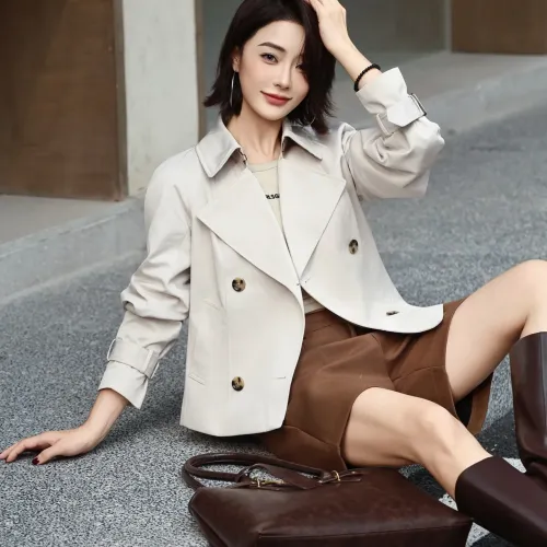 Cheap Burberry Trench Coat Long Sleeved For Women #1410240 Replica Wholesale [$132.00 USD] [ITEM#1410240] on Replica Burberry Trench Coat