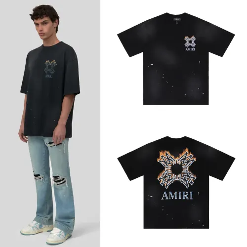 Cheap Amiri T-Shirts Short Sleeved For Unisex #1412153 Replica Wholesale [$34.00 USD] [ITEM#1412153] on Replica Amiri T-Shirts