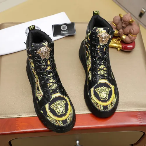 Cheap Versace High Tops Shoes For Men #1416498 Replica Wholesale [$85.00 USD] [ITEM#1416498] on Replica Versace High Tops Shoes