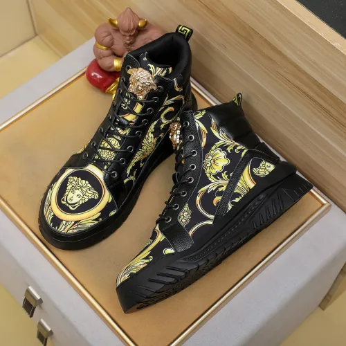 Cheap Versace High Tops Shoes For Men #1416498 Replica Wholesale [$85.00 USD] [ITEM#1416498] on Replica Versace High Tops Shoes