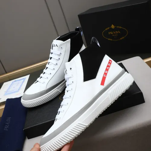 Cheap Prada High Top Shoes For Men #1417142 Replica Wholesale [$85.00 USD] [ITEM#1417142] on Replica Prada High Top Shoes