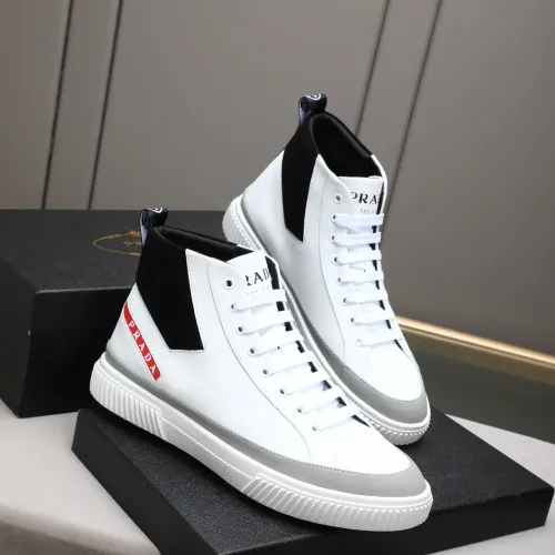 Cheap Prada High Top Shoes For Men #1417142 Replica Wholesale [$85.00 USD] [ITEM#1417142] on Replica Prada High Top Shoes