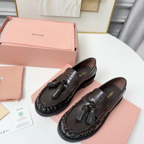 Cheap MIU MIU Leather Shoes For Women #1417426 Replica Wholesale [$108.00 USD] [ITEM#1417426] on Replica MIU MIU Leather Shoes