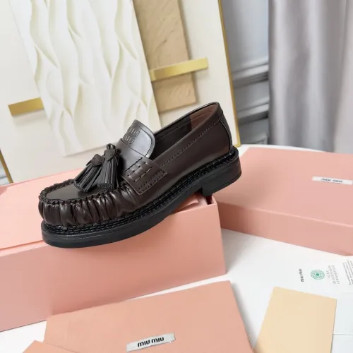Cheap MIU MIU Leather Shoes For Women #1417426 Replica Wholesale [$108.00 USD] [ITEM#1417426] on Replica MIU MIU Leather Shoes