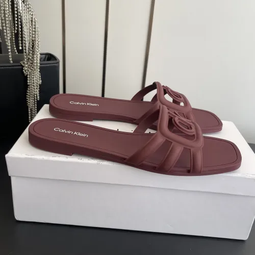 Cheap Calvin Klein CK Slippers For Women #1417480 Replica Wholesale [$64.00 USD] [ITEM#1417480] on Replica Calvin Klein CK Slippers