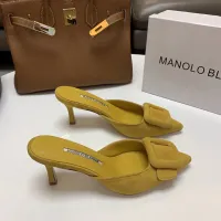 Cheap Manolo Blahnik Slippers For Women #1409574 Replica Wholesale [$96.00 USD] [ITEM#1409574] on Replica Manolo Blahnik Slippers