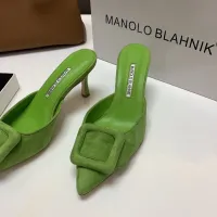 Cheap Manolo Blahnik Slippers For Women #1409575 Replica Wholesale [$96.00 USD] [ITEM#1409575] on Replica Manolo Blahnik Slippers