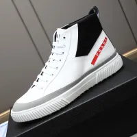 Cheap Prada High Top Shoes For Men #1417142 Replica Wholesale [$85.00 USD] [ITEM#1417142] on Replica Prada High Top Shoes