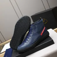 Cheap Prada High Top Shoes For Men #1417144 Replica Wholesale [$85.00 USD] [ITEM#1417144] on Replica Prada High Top Shoes