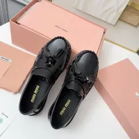 Cheap MIU MIU Leather Shoes For Women #1417427 Replica Wholesale [$108.00 USD] [ITEM#1417427] on Replica MIU MIU Leather Shoes