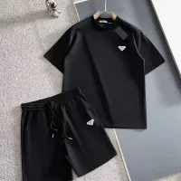 Cheap Prada Tracksuits Short Sleeved For Men #1420452 Replica Wholesale [$56.00 USD] [ITEM#1420452] on Replica Prada Tracksuits