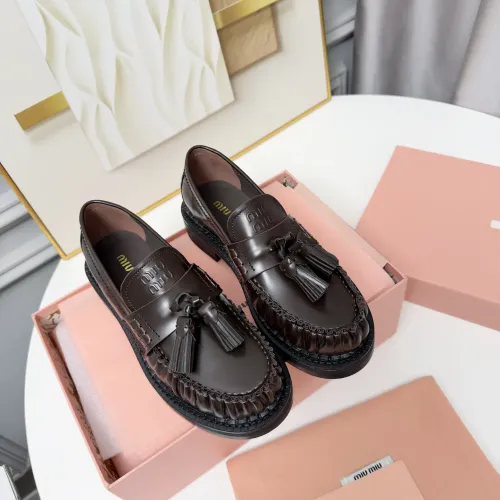 Cheap MIU MIU Leather Shoes For Women #1431850 Replica Wholesale [$108.00 USD] [ITEM#1431850] on Replica MIU MIU Leather Shoes